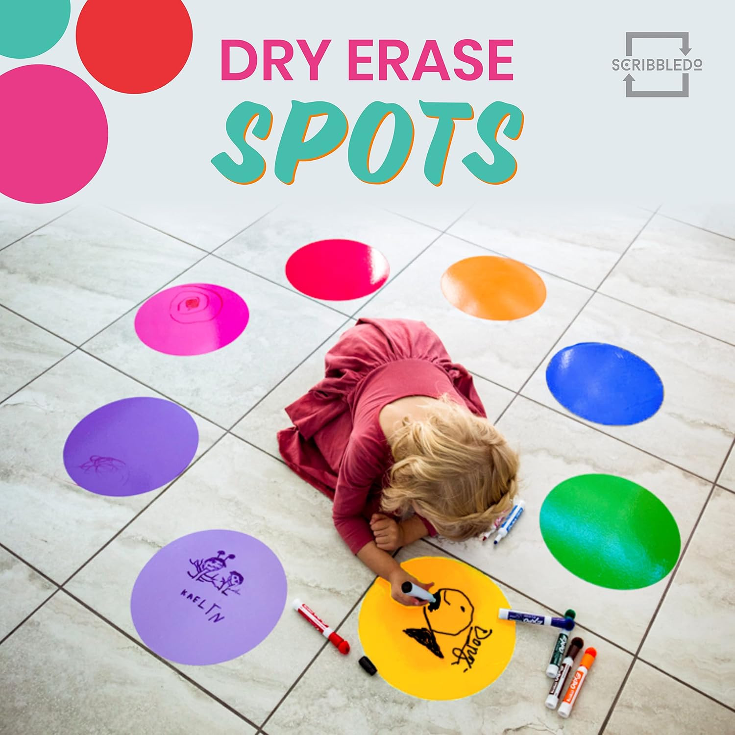 8 Pack Dry Erase Dots 11 Inch Colorful Dry Erase Circles for Tables Whiteboard W