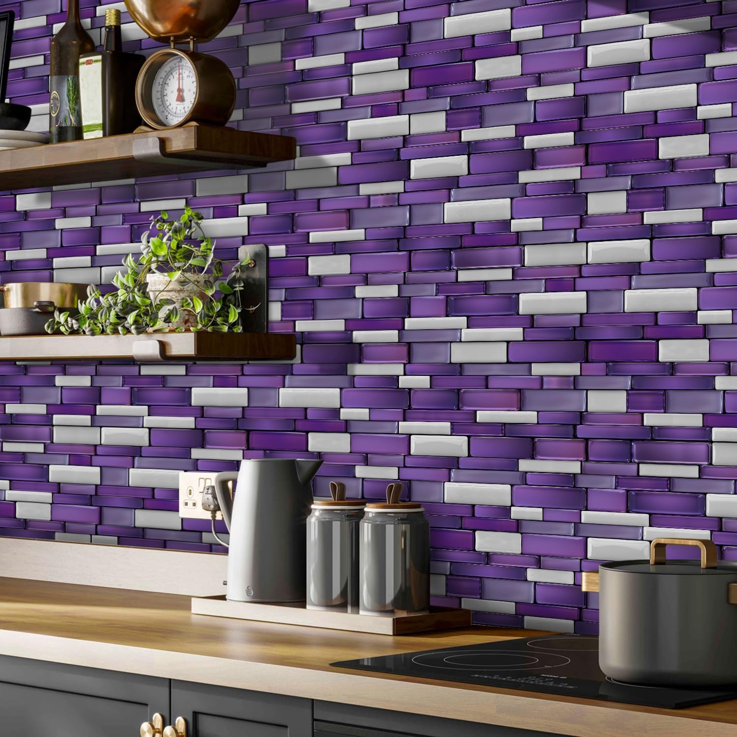 Peel and Stick Backsplash Tile Stickers, 24pcs, 9.68 x 4.72 inch