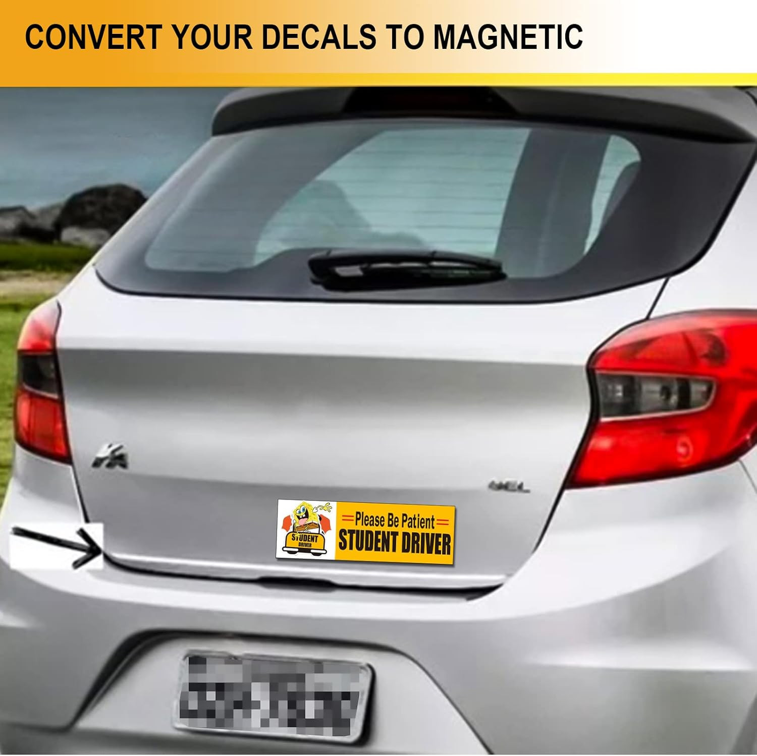 4Pcs 12" X 4" Bumper Sticker Magnets, Flexible Magnetic Bumper Sticker Sheet wit