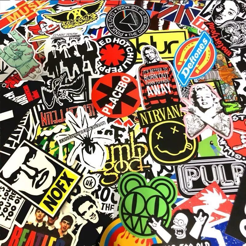 100 Bulk Heavy Metal Rock Band Stickers Decals for Laptops, Guitars, Skateboards