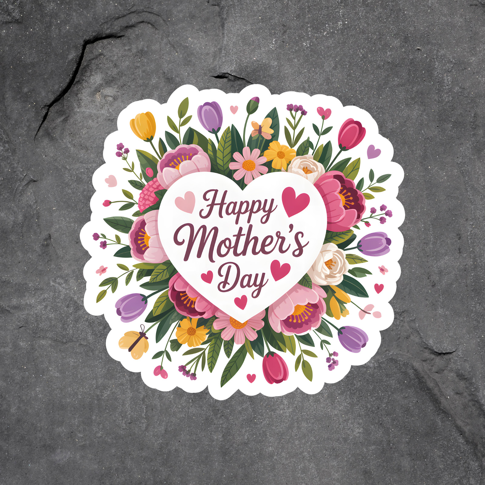Mom Sticker Vinyl Decal Happy Mothers Day Floral Heart Cute Gift