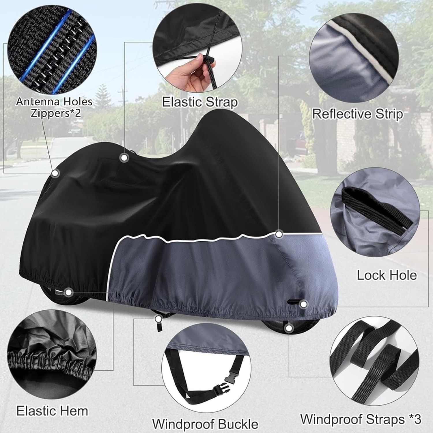 Trike Cover, Waterproof 3 Wheel Motorcycle Cover for Harley Davidson, Honda Gold