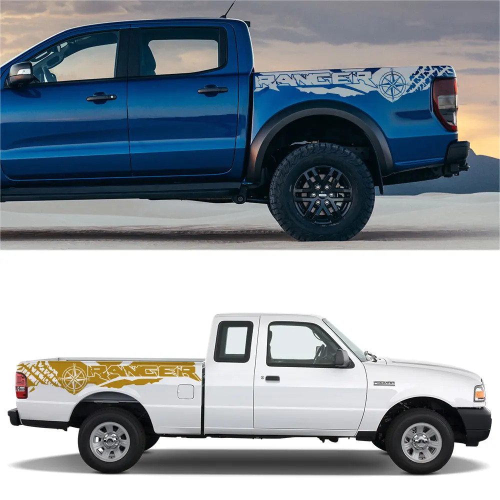 Aftermarket Tire Print & Compass Adventure Tail Decal for Ford Ranger Raptor Pic
