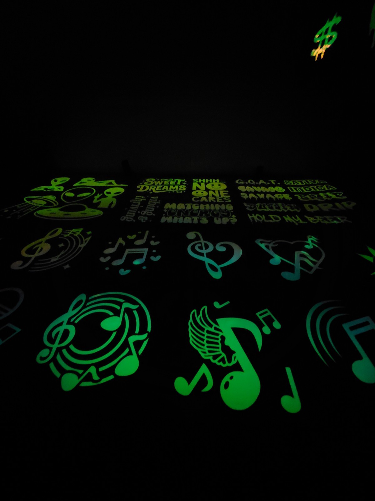 Glow In The Dark Single Mushroom Vinyl Decal Sticker Bright Green Medium Size