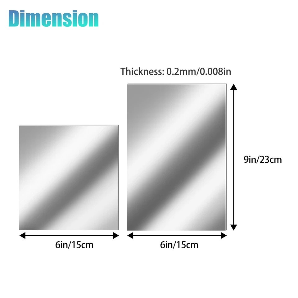12Pcs 2-Size Self Adhesive Mirror Sheets Reflective Wall Sticker Film Home Decor