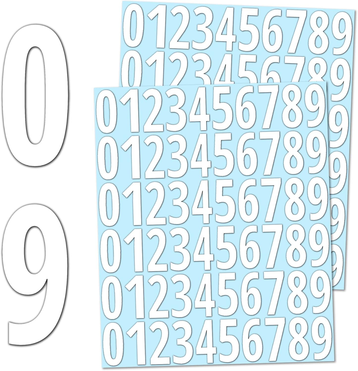 600 Pieces, 1" – Number Stickers, Waterproof Vinyl Stick on Numbers – White