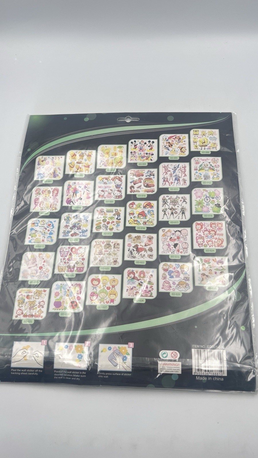Disney Baby Mickey And Angry Birds Decor Glow in the Dark 3D Stickers Sealed