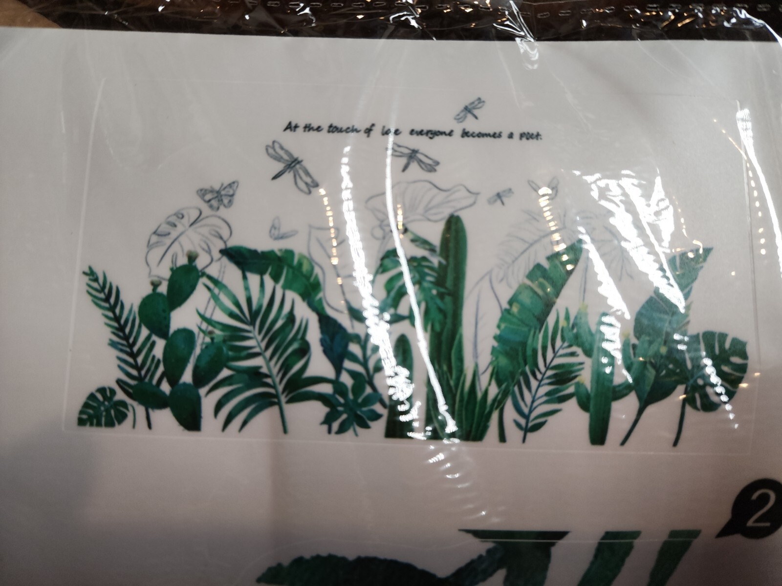 Tropical Leaves Decals with Cactus Bird Butterfly Dragonfly Look