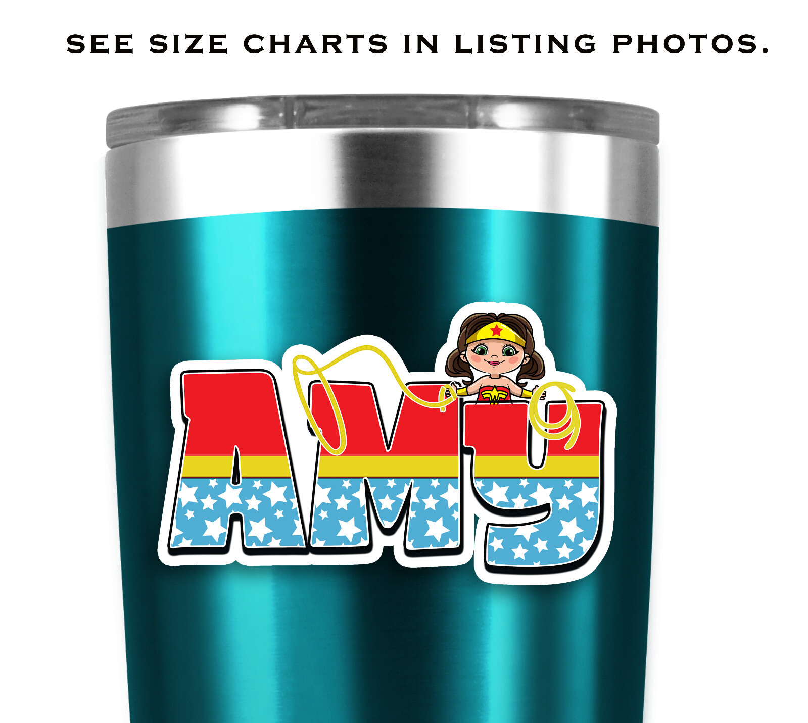 Custom Name Sticker Personalized Decal Superhero Girl Power Amazon Warrior Theme