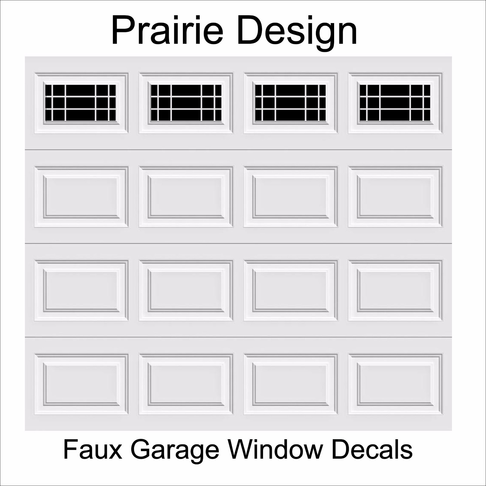 Garage Door Window Decals – Prairie Design – Faux Vinyl Windows – Curb Appeal !