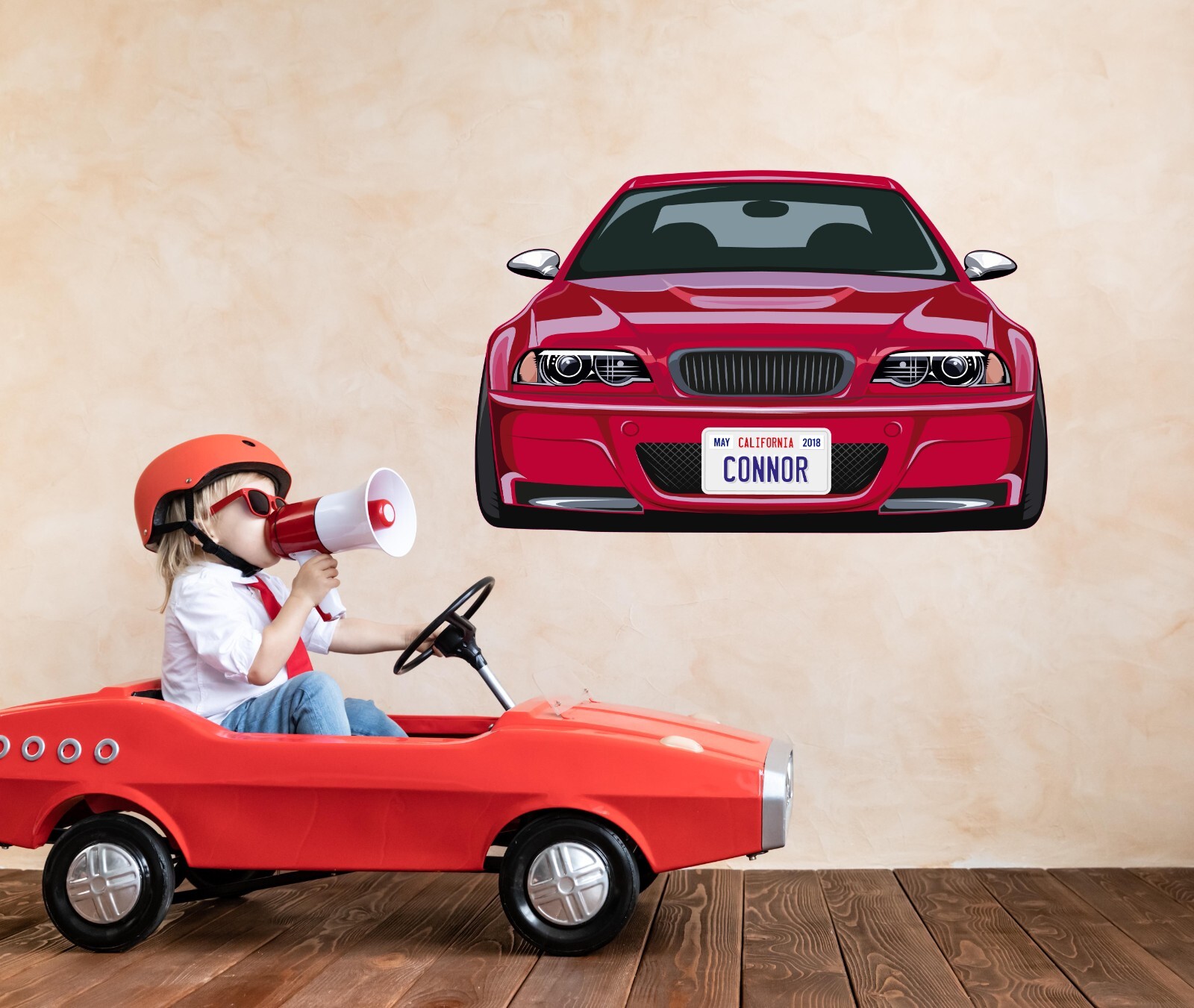 Personalized Car Wall Decal – Custom Name Car Wall Sticker, Kid Room Decor se207