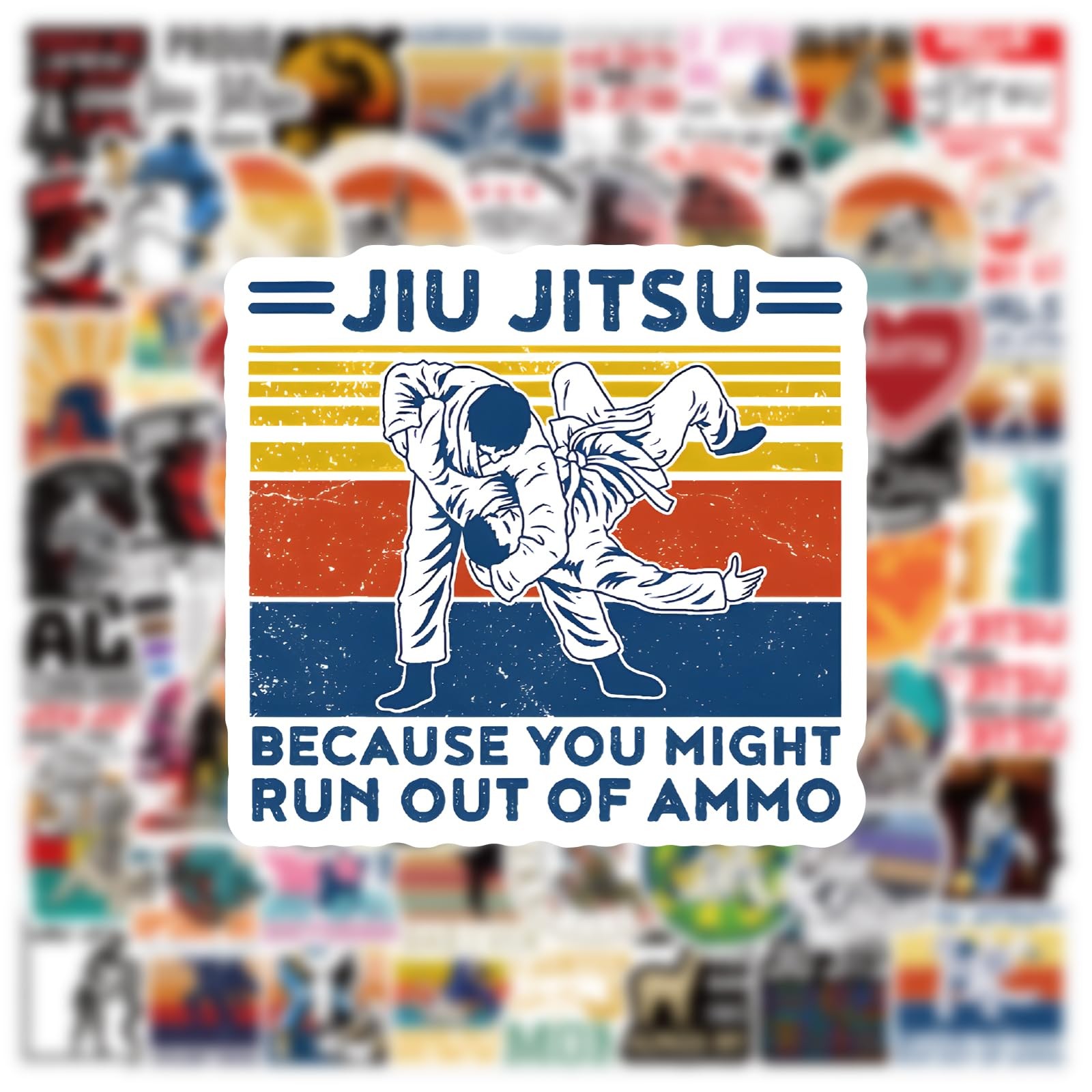 122Pcs jiu Jitsu Stickers Pack, Sport Aesthetic Vinyl 2-4inches, Colorful