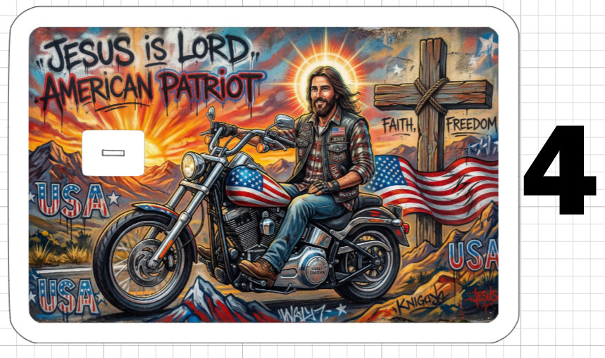Biker Jesus Christ Loves America Credit Debit ATM Card Skin Sticker Harley Gift
