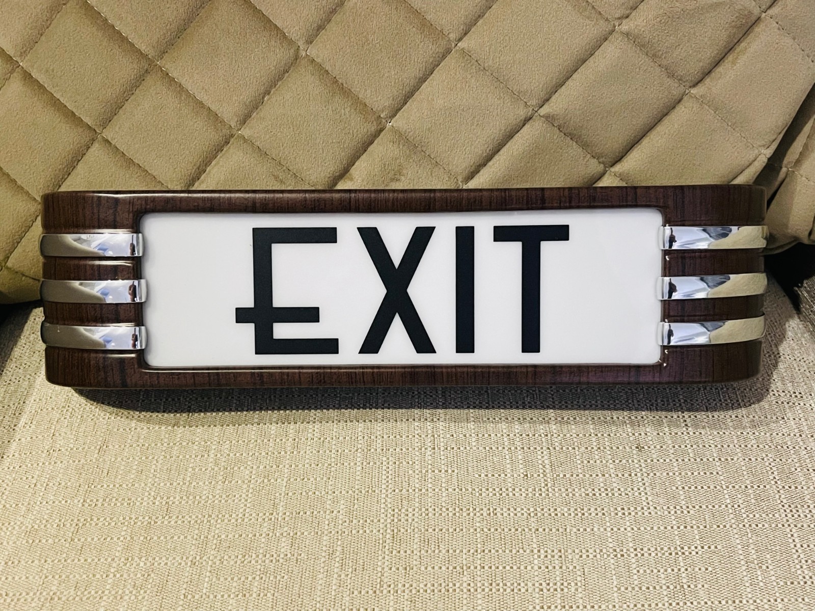EXIT light up Art Deco style sign Home Decor Faux 14" 120V adapter USA Shipping