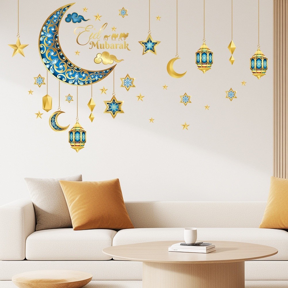 Wall Sticker Star Moon Design UV Printed PVC for Living Room Bedroom Decoration