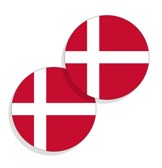 Denmark Flag Stickers Danish Flag Decals Round Flag of Denmark 4pack