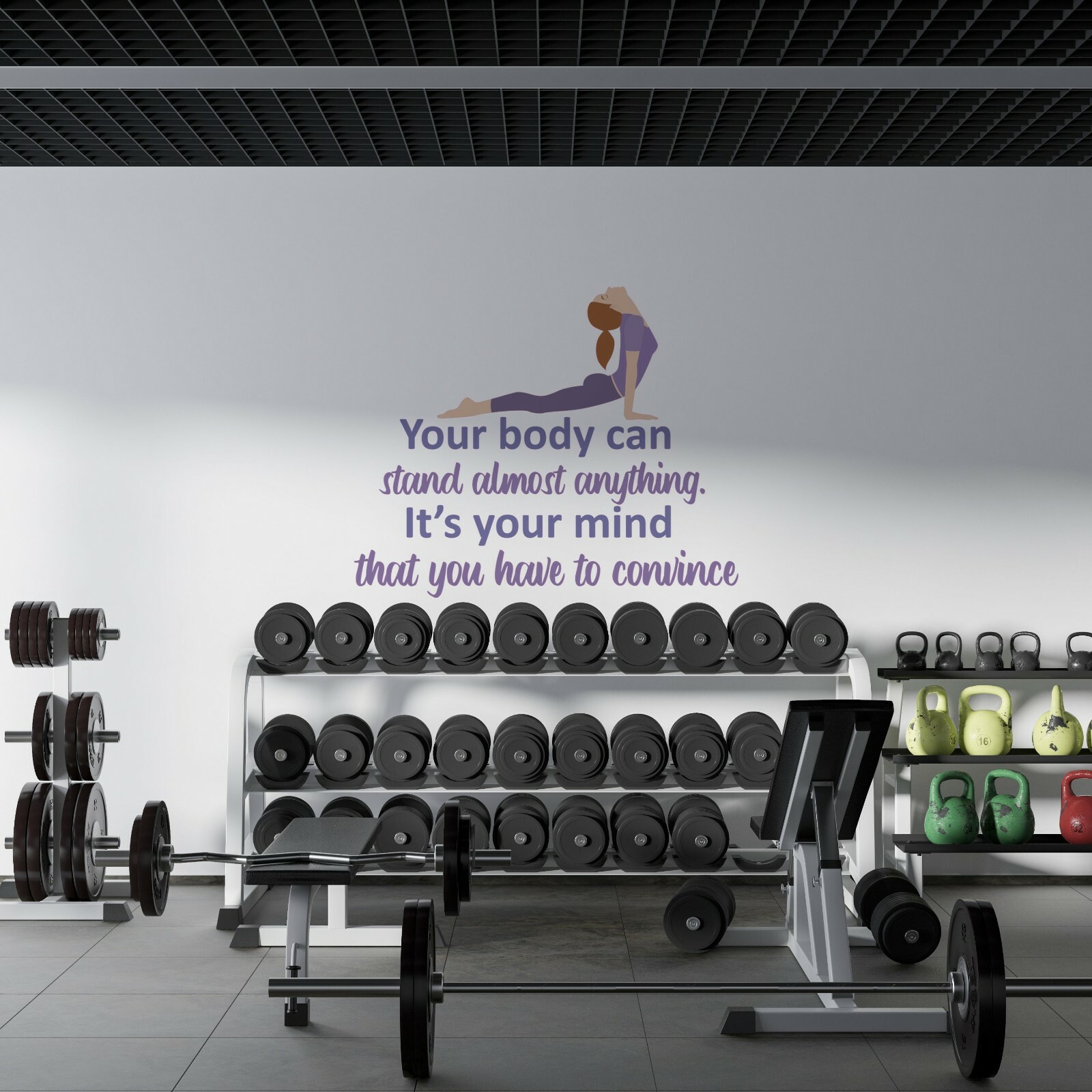 Yoga Exercise Quotes Decor Multicolored Gym Workout Design Vinyl Home Wall Decal
