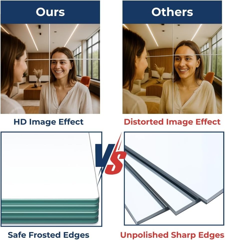 Acrylic Mirror Tiles 12×12 – Shatterproof Peel & Stick – Choose 4, 8, or 12 Pack