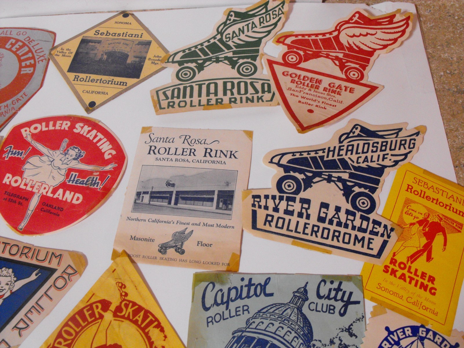 Lot of 27 Vintage Original Roller Skating Rink Decal Stickers ~ California CA