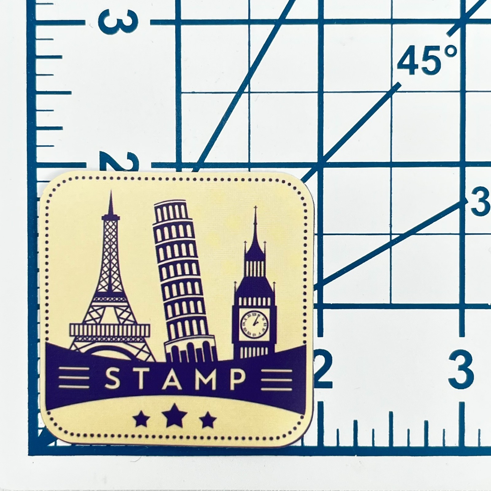 European Landmarks Travel Stamp Eiffel Tower Pisa Big Ben Vinyl Sticker Gift