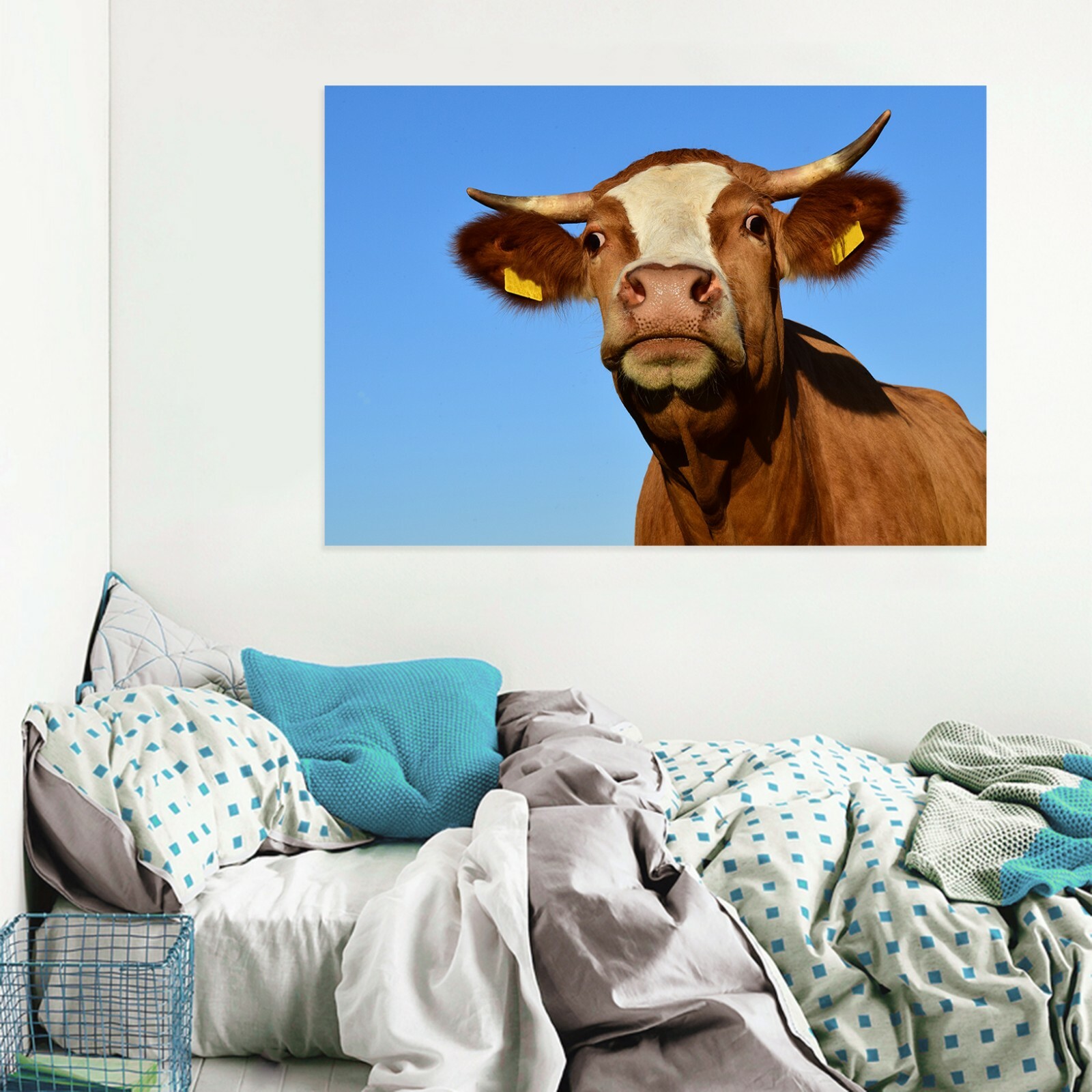 3D Blue Sky Cow Head C52 Animal Wall Stickers Wallpaper Mural Wall Murals Zoe