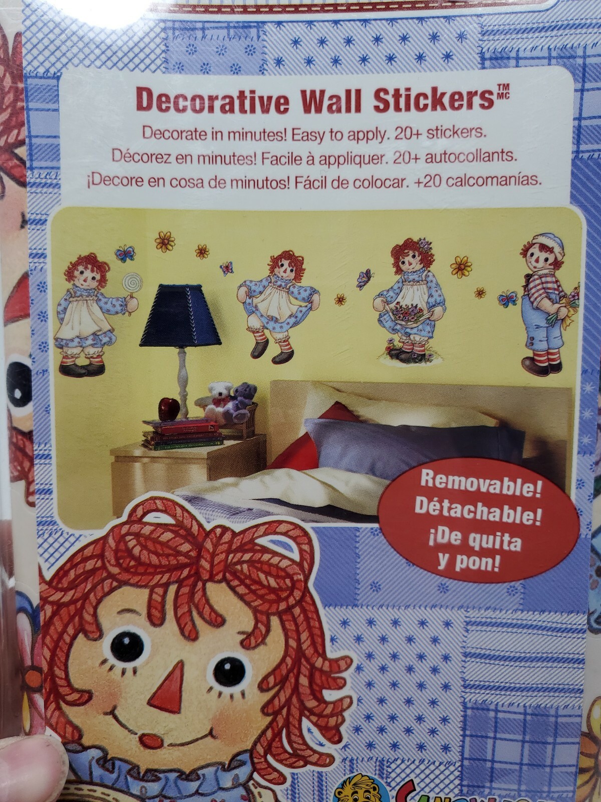 VTG 2005 Raggedy Ann & Andy Peel Stick Sticker Wall Decals Removable Decorative