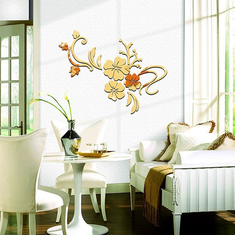 1pc DIY 3D Mirror Wall Sticker Flower Shape Acrylic Removable Home Room Decor