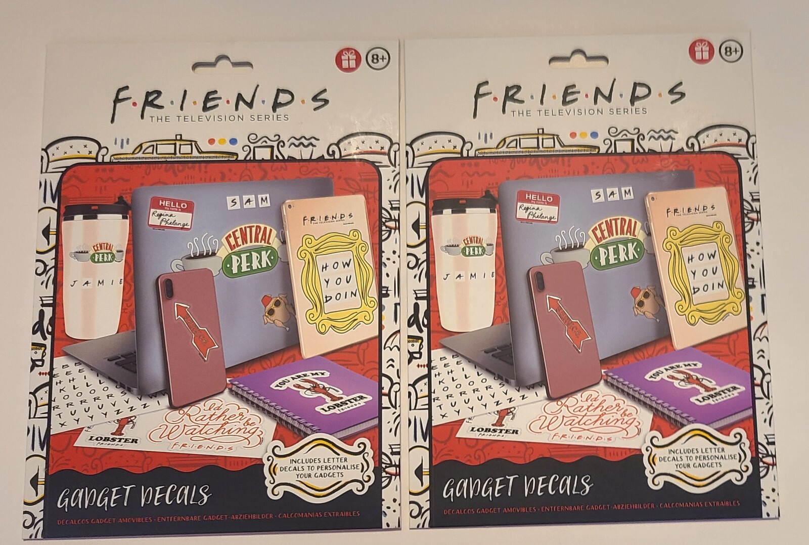 Friends TV Show Gadget Decals 4 Sheets Of Removable & Waterproof Decals Lot Of 2