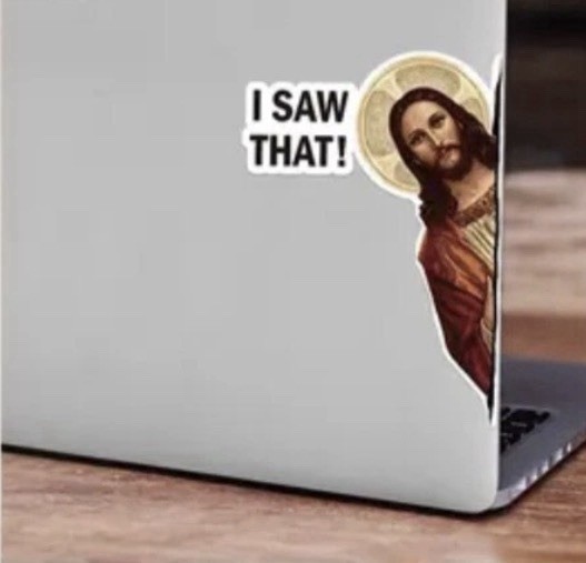 2 PACK – I SAW THAT Jesus God Funny Prank Humor 2.5” Decal Sticker Set Lot