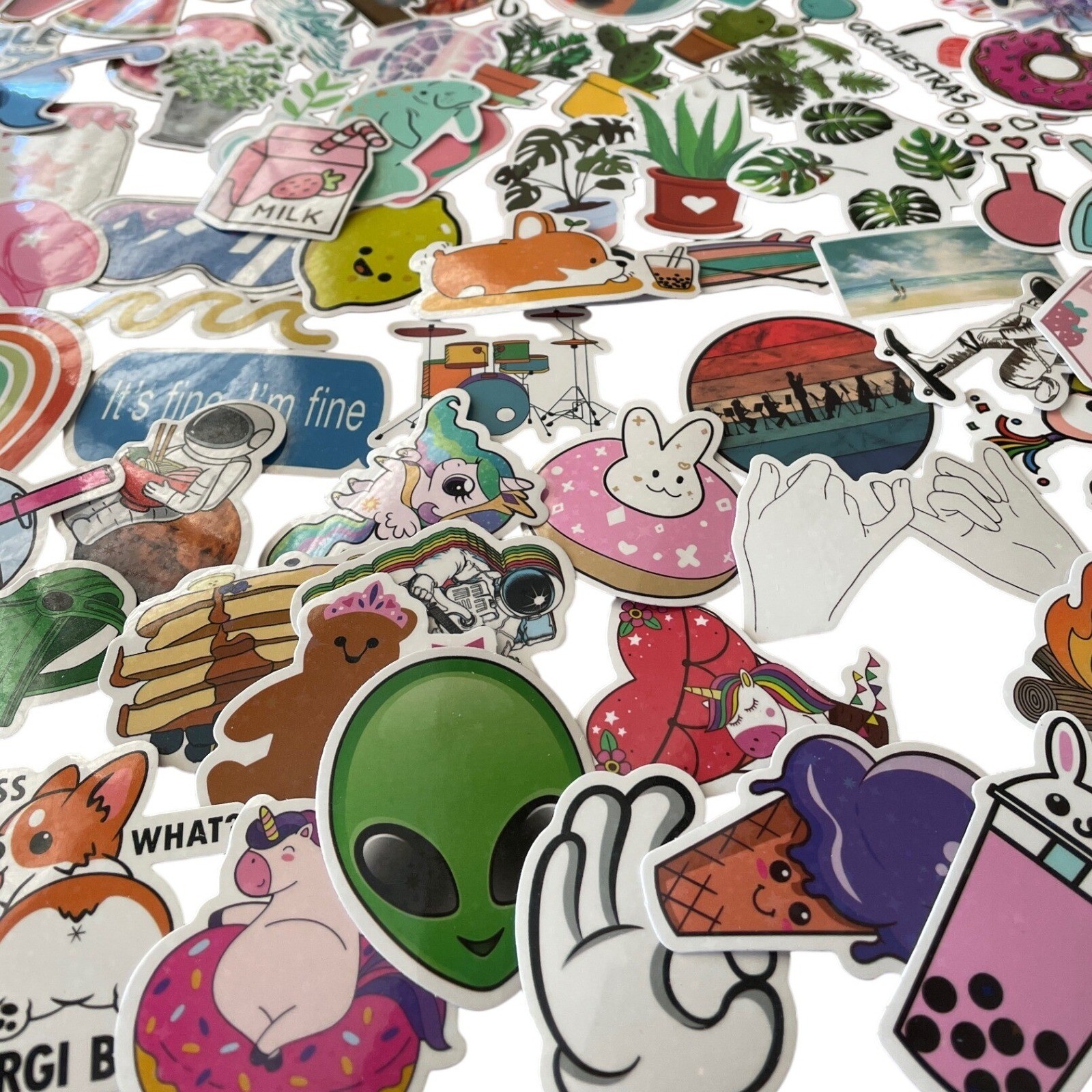 New 300+ Vinyl Stickers LOT Waterproof Fun Colorful Kawaii Animals Food Plants