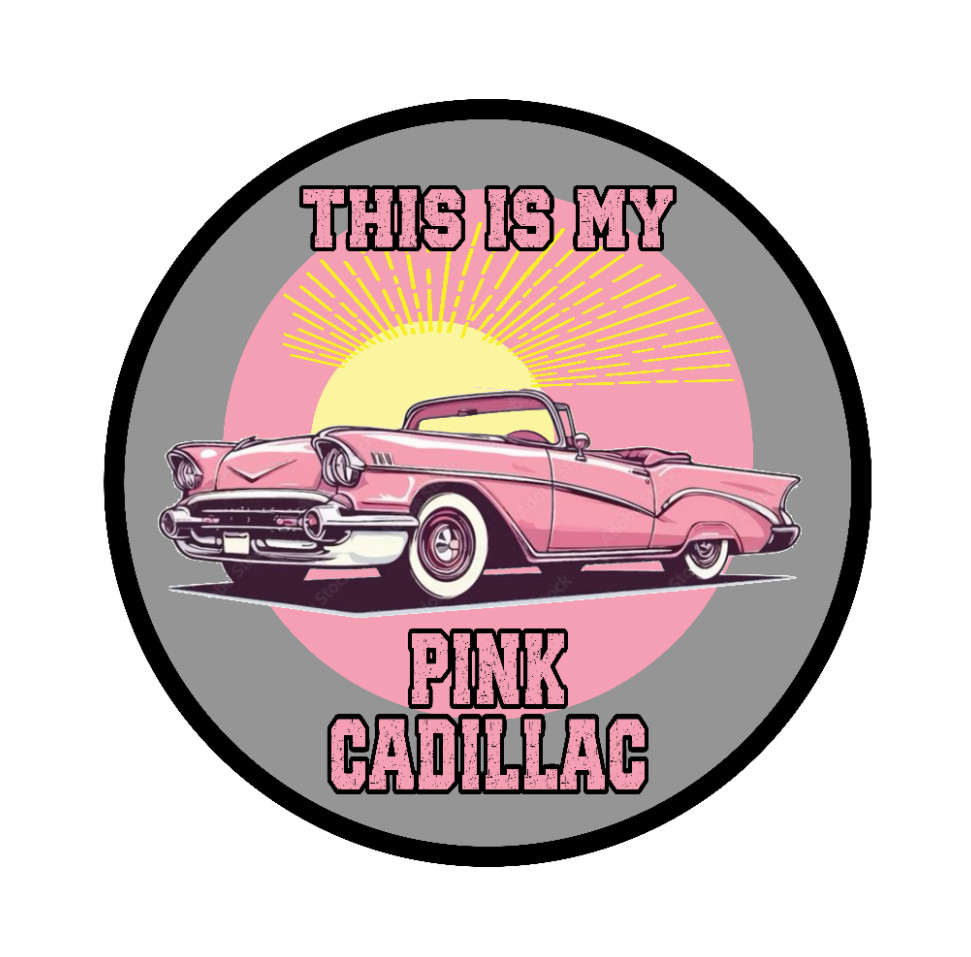 Car Classics "Pink Cadillac " – 4" Handcrafted Vinyl Decal Vehicle Cooler Laptop