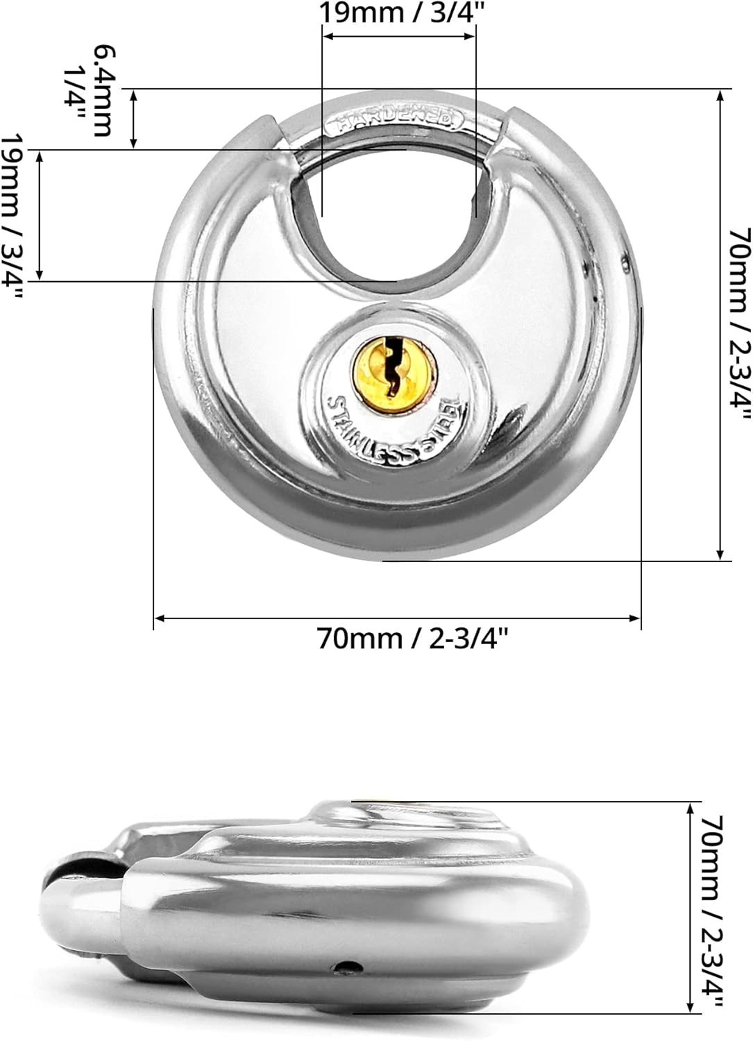 8 Candados Redondos Iguales Acero Inox 7cm con Llaves para Bodega Reja Cobertizo