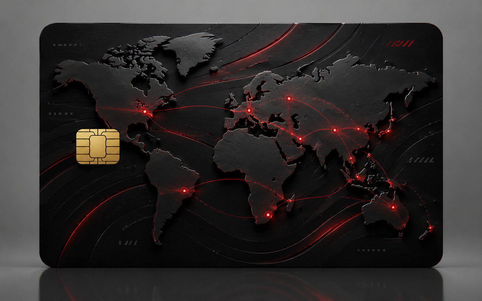 Black Debit Card Credit Card Skin Global Network Cyber World Map Tech Vinyl