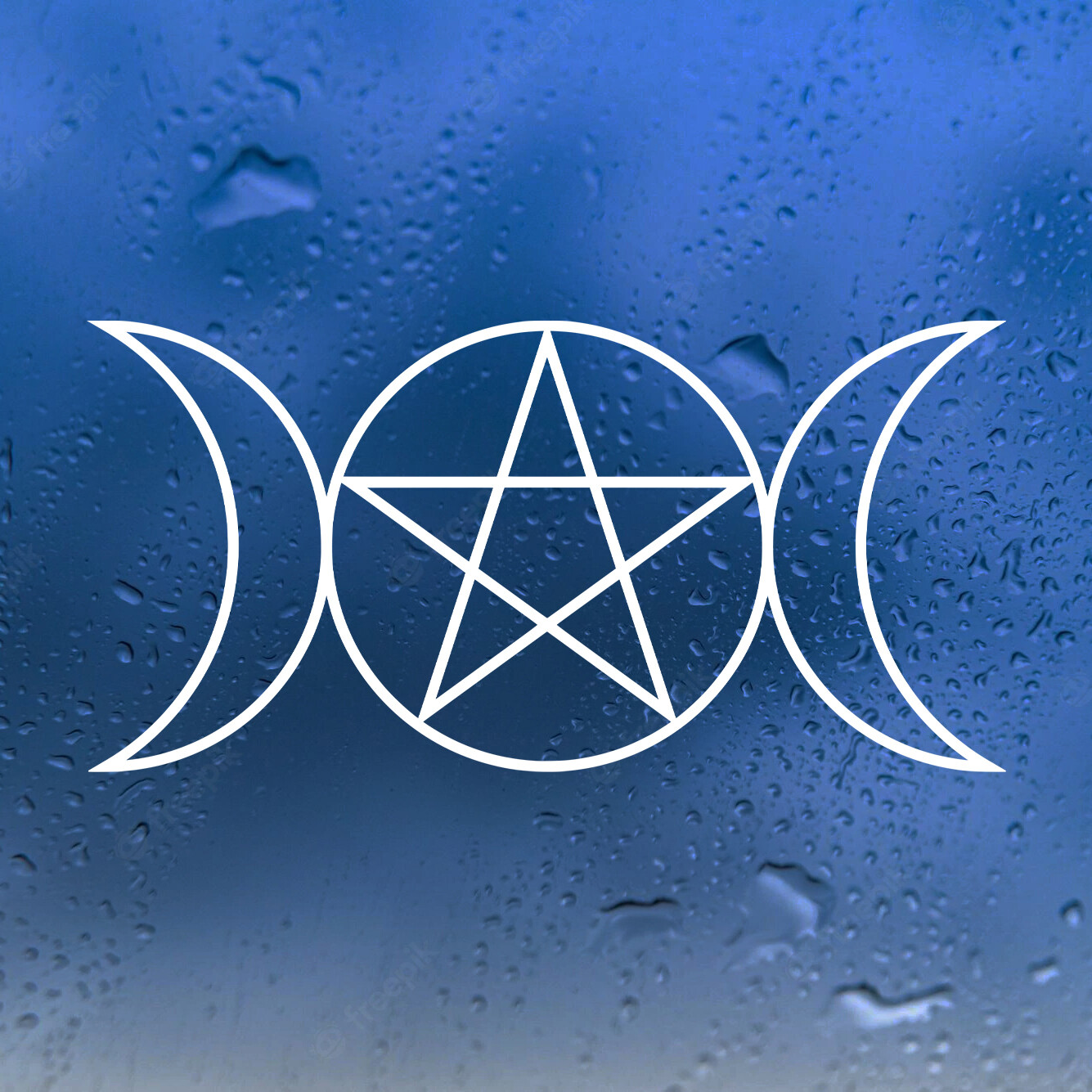 Triple Moon Goddess Symbol Vinyl Decal V2 – Wicca Pentacle – Die Cut Sticker