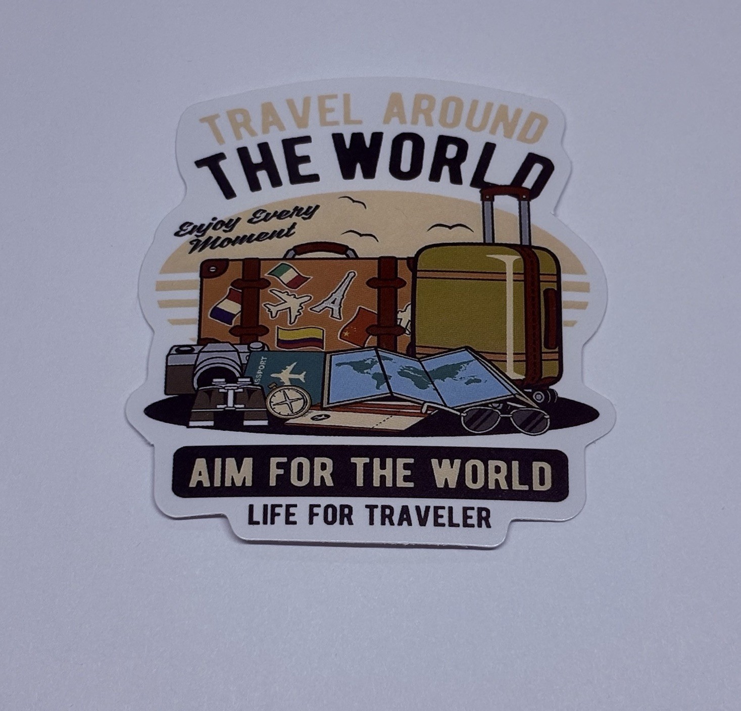 “AIM For The World” Sticker City Travel Art Decal Vinyl Country Souvenir Tc9