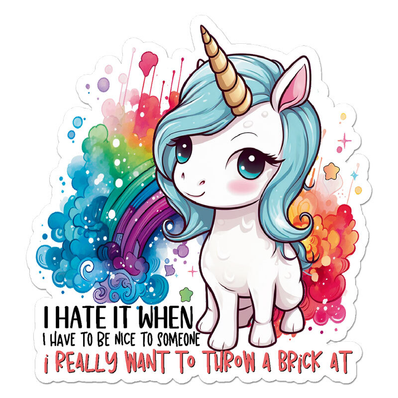 Hate Nice Unicorn, Vinyl Decal Sticker, Indoor Outdoor, 3 Sizes, #11793