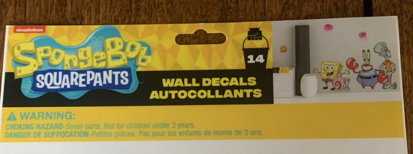 SpongeBob Squarepants Peel And Stick Wall Decals! Reusable & Residue Free!