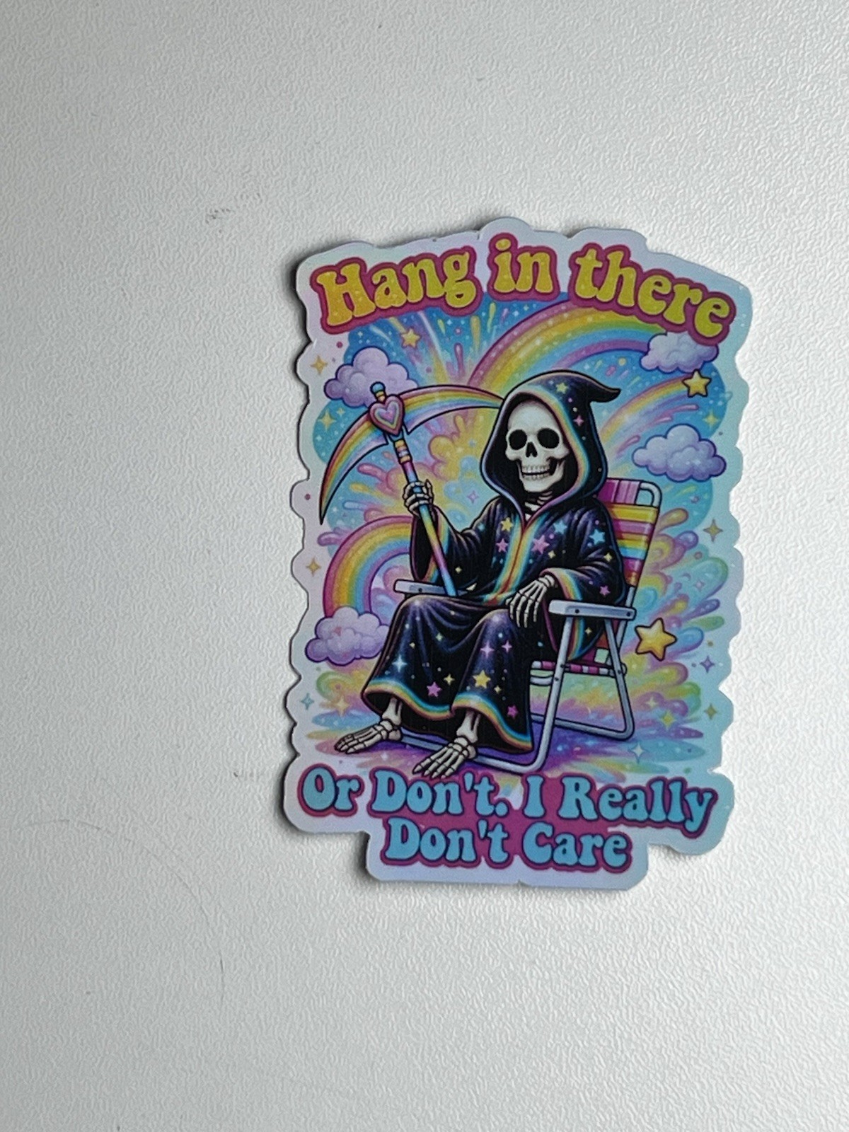 Grim Reaper Dark Humor Holographic Waterproof 3inch Sticker Funny Sarcastic