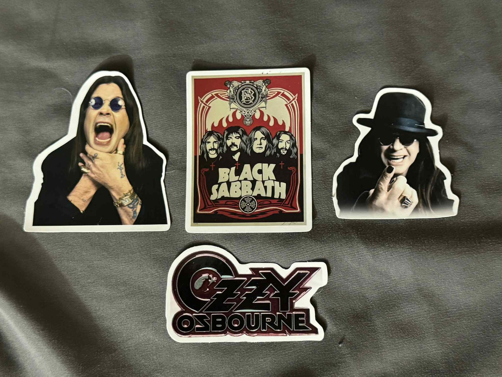 Lot (4) OZZY OSBOURNE 1 5/8" to 3" PHOTO Logo STICKERS Black Sabbath FREE SHIP!