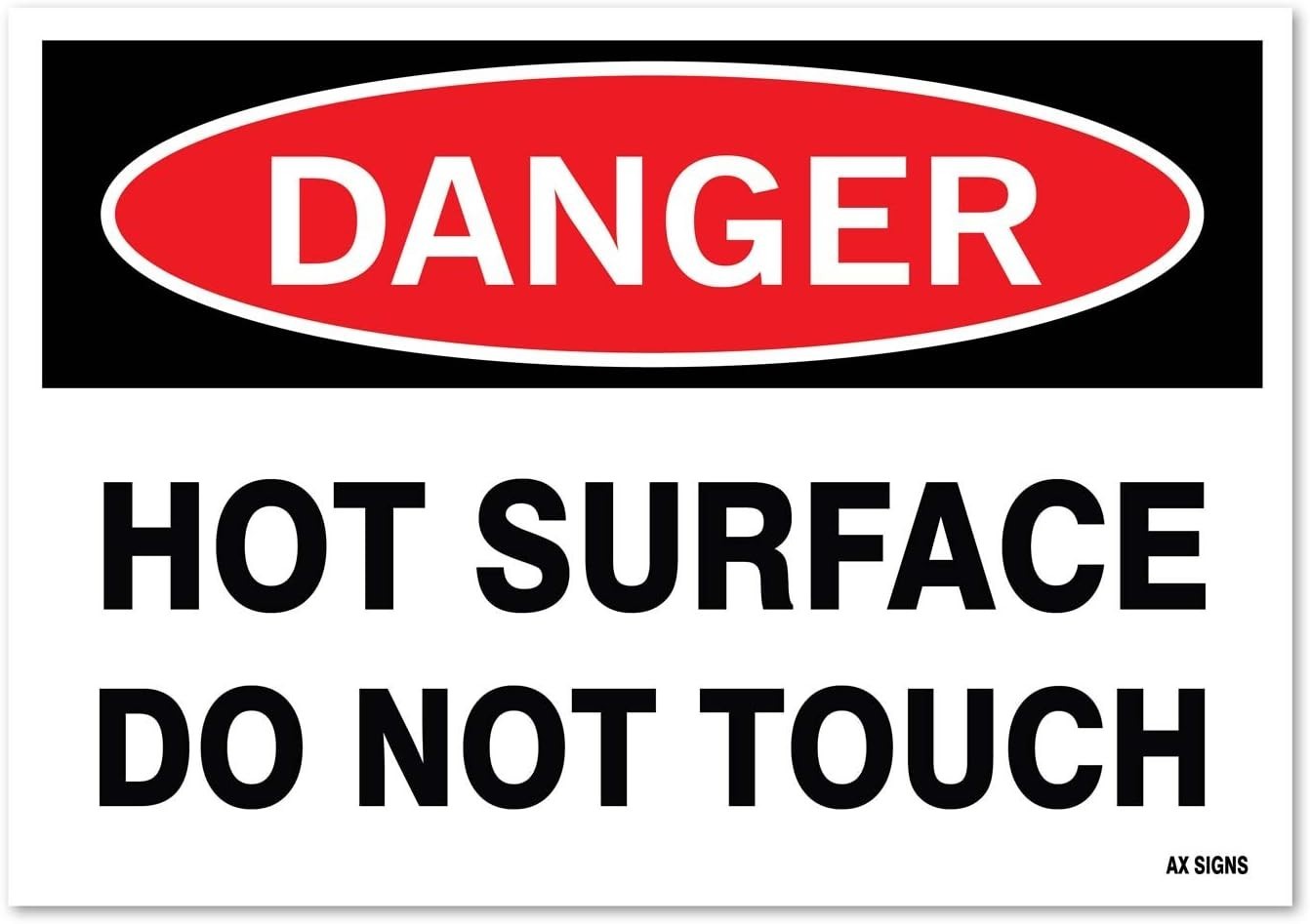 (2 Pack) Danger: Hot Surface Do Not Touch Sticker 7 x 10 Inches