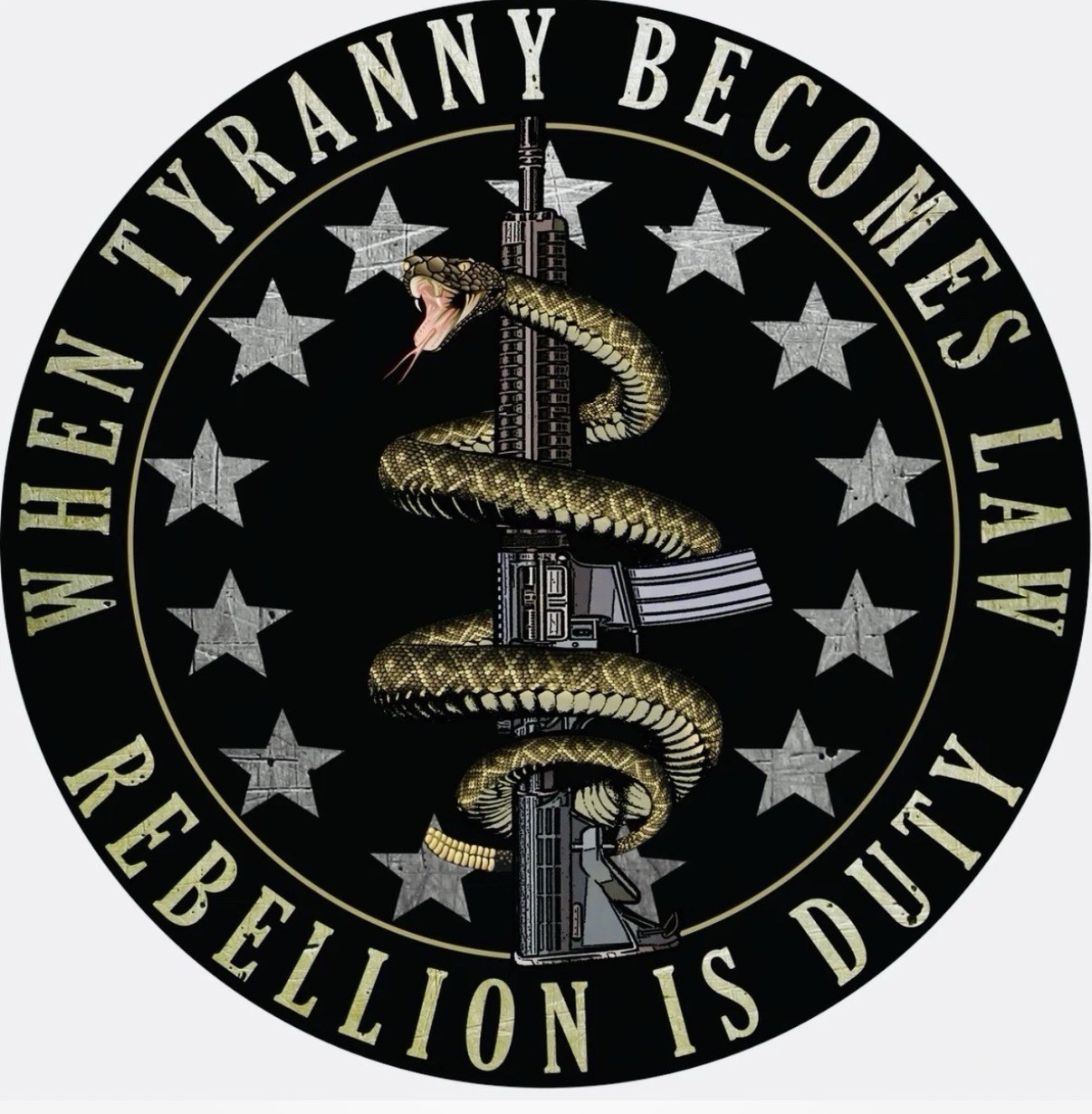 When Tyranny Becomes Law Rebellion Becomes Duty Vinyl Sticker 4×3 Inch Die Cut