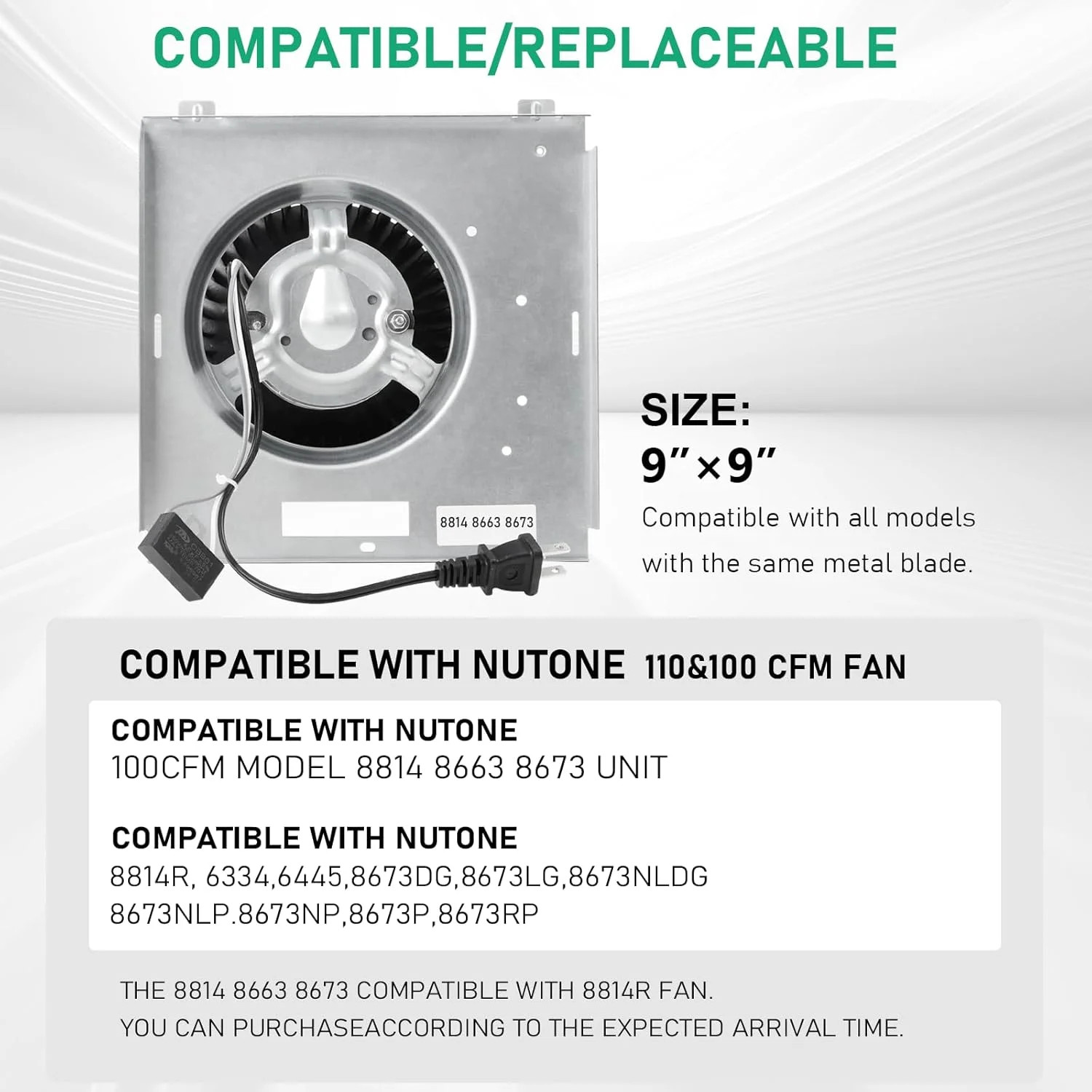 [Upgrade] Model 8814 8663 8673, Compatible with Nutone 8814R 8673RP Unit 110CFM