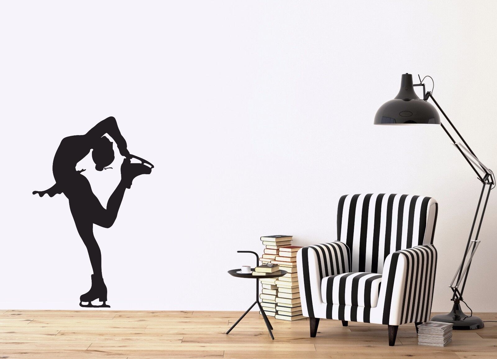 Vinyl Decal Silhouette Sportswoman Figure Skating Wall Sticker (n602)