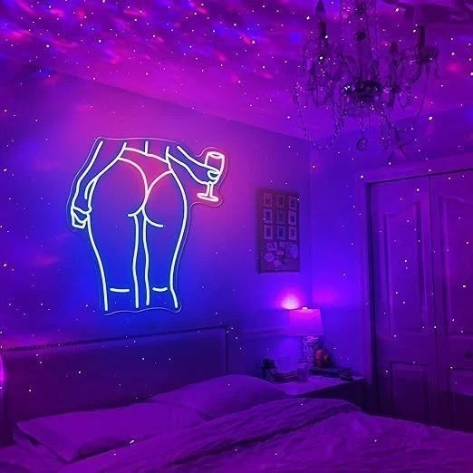 Lady Back Neon Sign, Pink LED Sign, Neon Lights for Bedroom with Woman Pattern,
