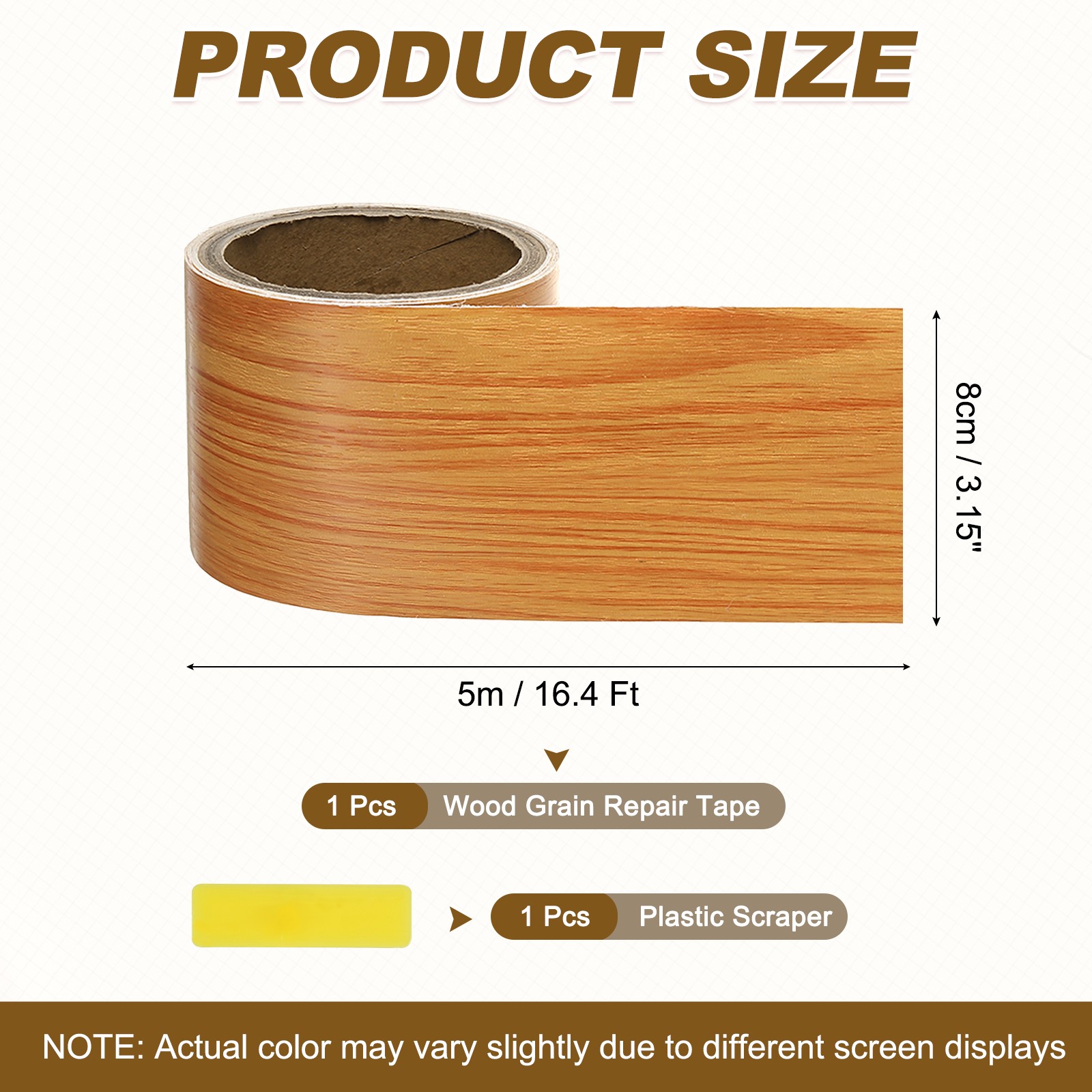 Wood Grain Repair Tape, 3.15 Inch x 16.4 ft Self Adhesive, Cherry