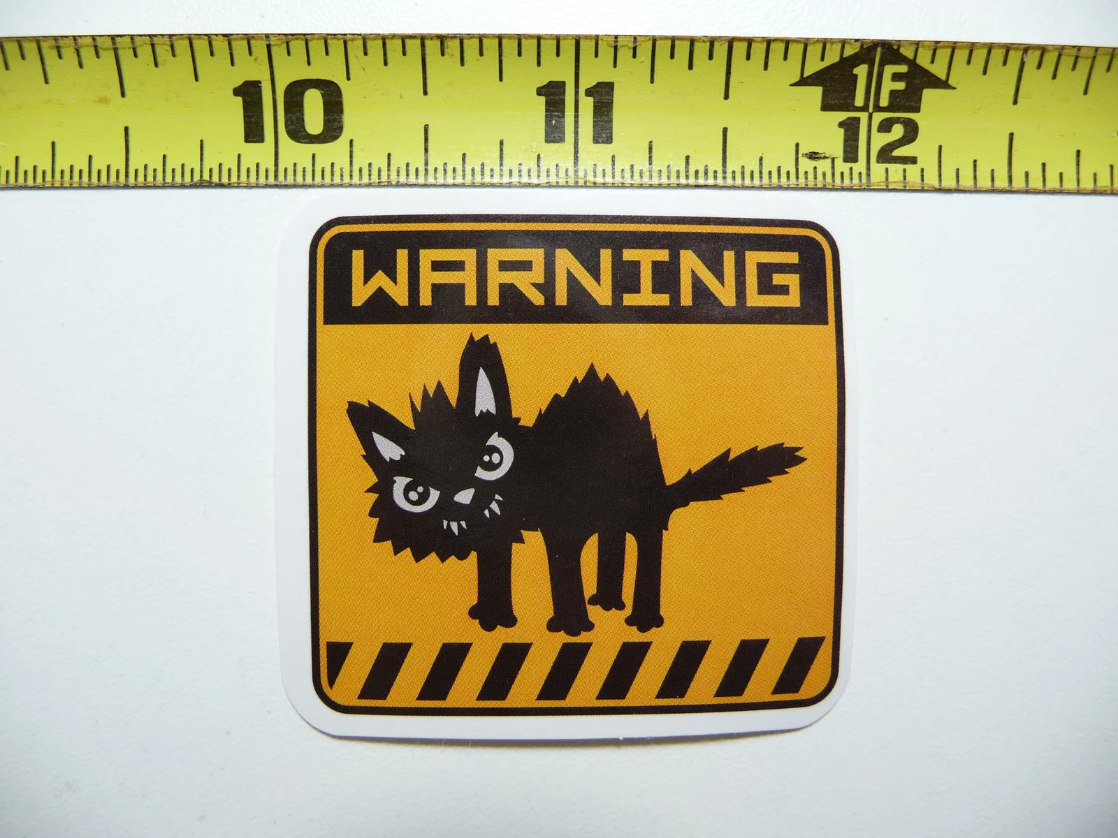 WARNING MEAN CRAZY CAT SMALL STICKER DECAL SIGN WARNING NOTICE JOKE PRANK GAG