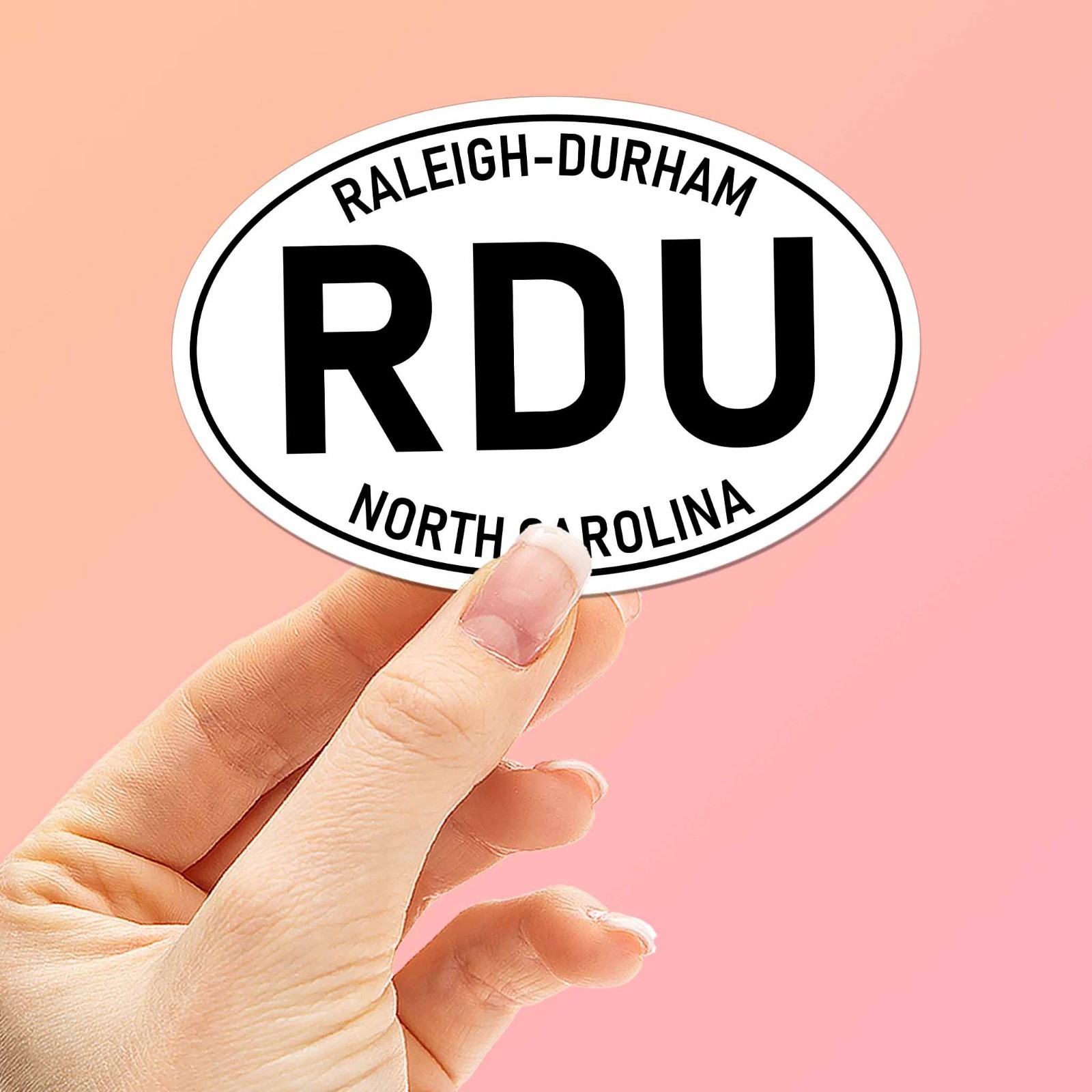 Raleigh Durham North Carolina RDU White Oval Bumper Sticker – Cool NC Decal