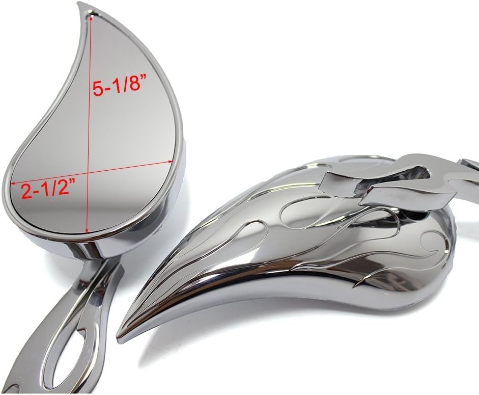 Chrome Custom Flame Tear Drop Motorcycle Mirrors for Harley Davidson Sportster S