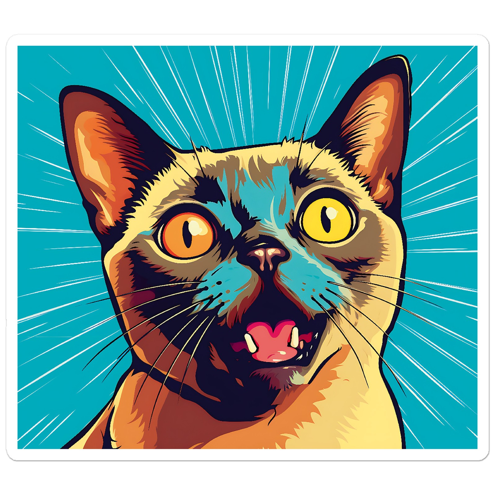 Popart Burmese Cat – Vinyl Decal Sticker – Car Window Laptop – ebn11858