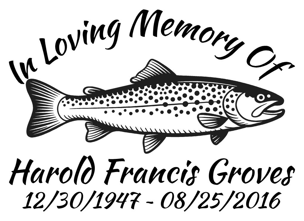 In Loving Memory – Fisherman Trout Sticker Decal Fishing Memorial Personalized |